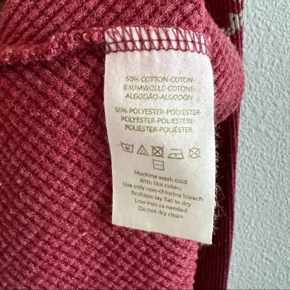 We the Free Free People Thermal Red Cream Long Sleeve Boho Small - Picture 8 of 9